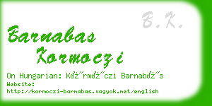 barnabas kormoczi business card